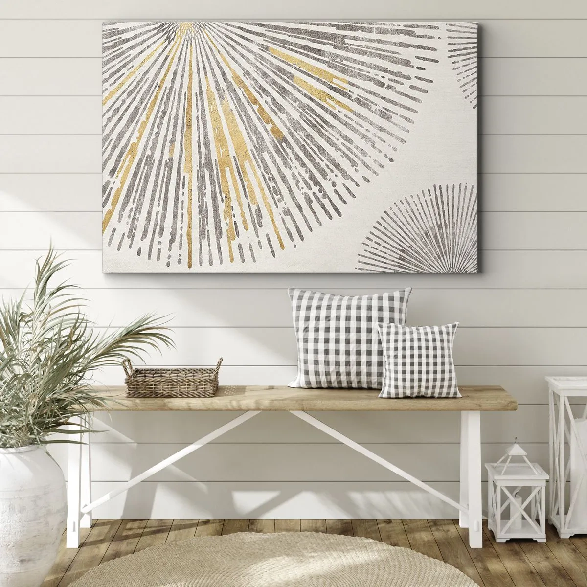 Bild auf Leinwand - Leinwandbild - Abstraktes strahlenförmiges Muster - 100x70cm - Schönheit des Strahls - Moderne Wanddekoration für Wohnzimmer und Schlafzimmer ARTTOR