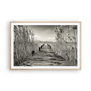 Poster in einem Rahmen aus heller Eiche - In der Stille des Grases - 91x61 cm