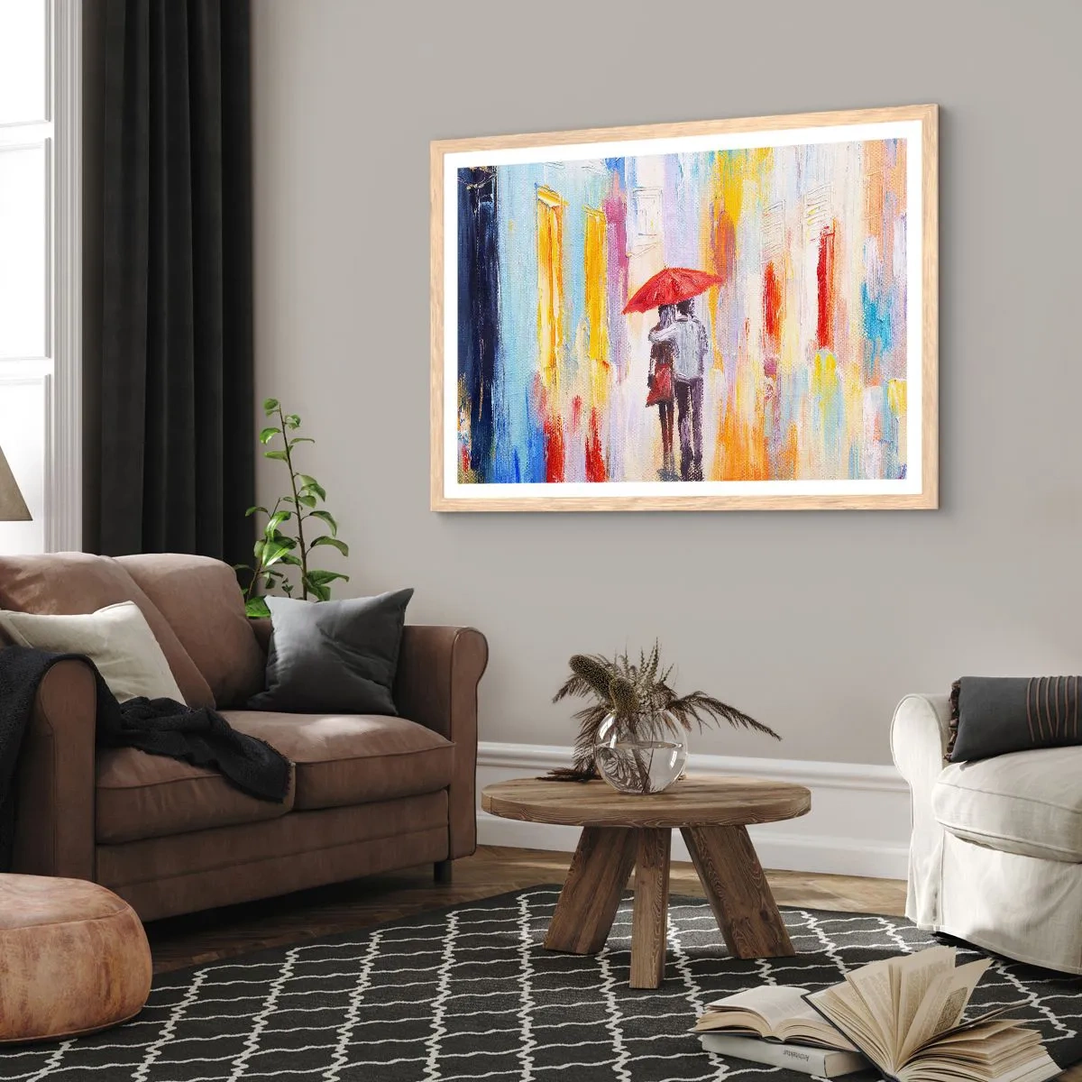 Poster in einem Rahmen aus heller Eiche - Lass es weiter regnen - 91x61 cm
