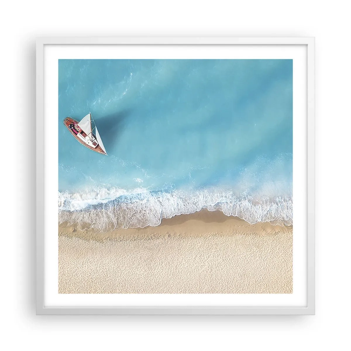 Poster in einem weißen Rahmen - An der Grenze von Blau und Gold - 60x60 cm