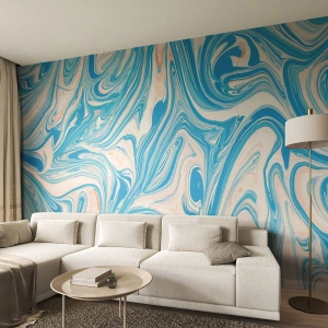 Fototapete Premium Canvas - Sumpf in Türkis - Abstraktion, Stück, Modernes Muster - 200x140 cm