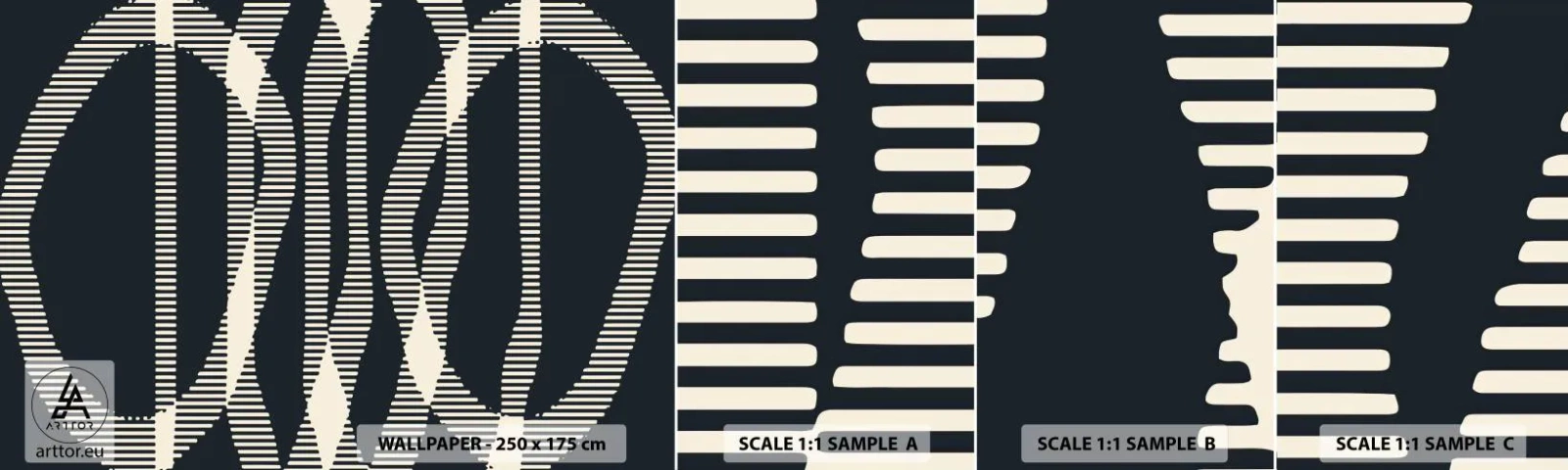 Fototapetenmuster Standard Eco - Ein Versuch, die Dunkelheit zu durchbrechen - Abstraktion, Stück, Modernes Muster - 100x30 cm