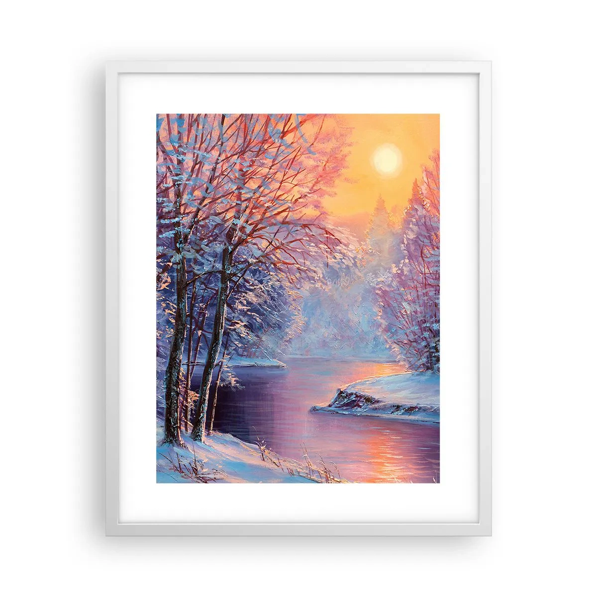 Poster in einem weißen Rahmen - Die Farben des Winters - 40x50 cm