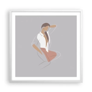 Poster in einem weißen Rahmen - Umriss der Anmut - 60x60 cm