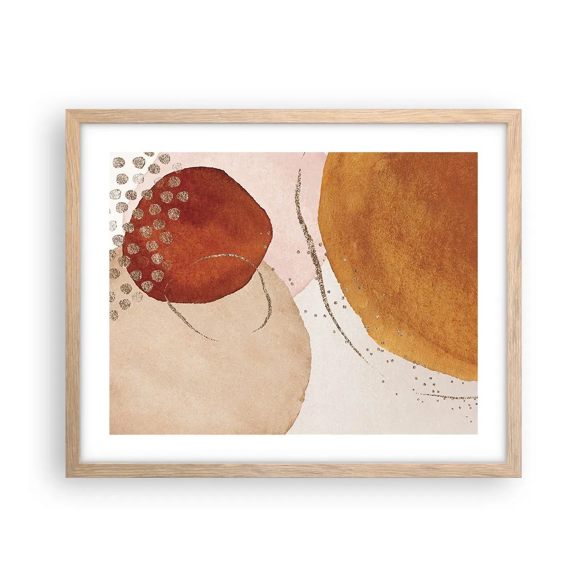 Poster in einem Rahmen aus heller Eiche - Rundheit und Bewegung - 50x40 cm