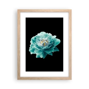 Poster in einem Rahmen aus heller Eiche - Blaue und goldene Blütenblätter - 30x40 cm