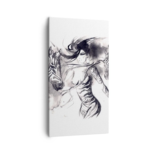 Bild auf Leinwand - Leinwandbild - Tanzen mit den Zebras - 45x80 cm