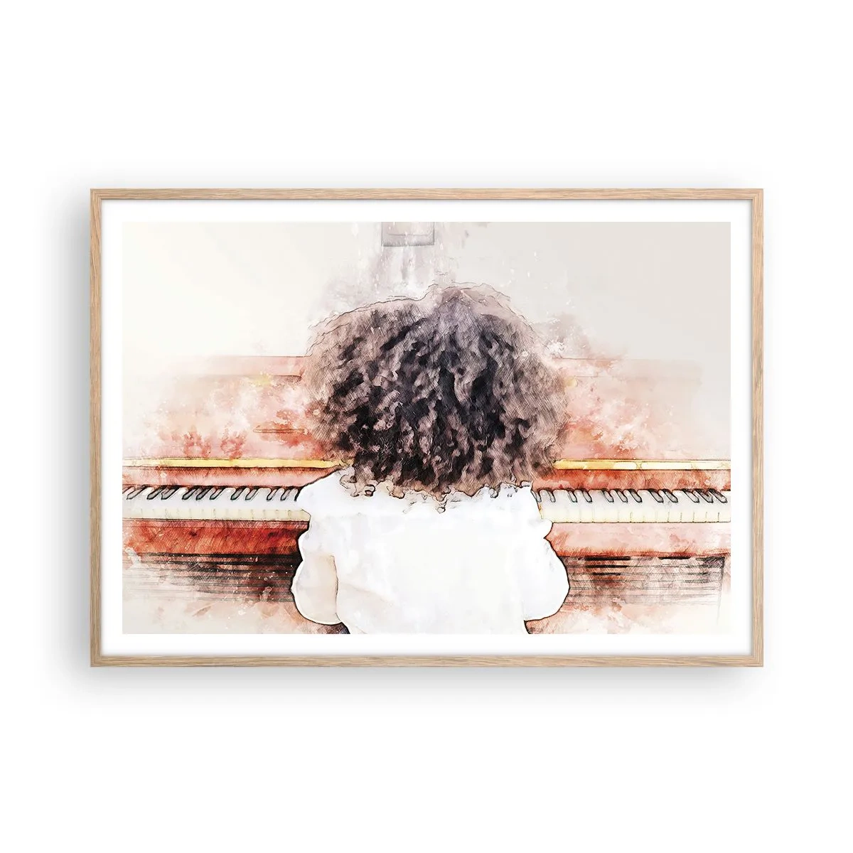 Poster in einem Rahmen aus heller Eiche - In der neuen Welt - 100x70 cm