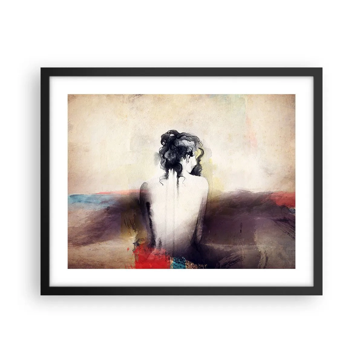 Poster in einem schwarzem Rahmen - Glatte Linien, ovale Formen - 50x40 cm