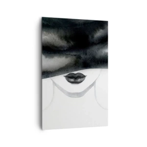 Bild auf Leinwand - Leinwandbild - Ein subtiles Porträt einer Frau, deren Gesicht in einem monochromen Stil bedeckt ist. - 80x120cm - Ein sinnliches Geheimnis - Moderne Wanddekoration für Wohnzimmer und Schlafzimmer ARTTOR