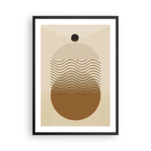 Poster in einem schwarzem Rahmen - Ein minimalistisches Muster mit Wellen und geometrischen Formen - 50x70cm - Zur Entstehung geometrischer Figuren - Moderne Wanddekoration für Wohnzimmer und Schlafzimmer ARTTOR