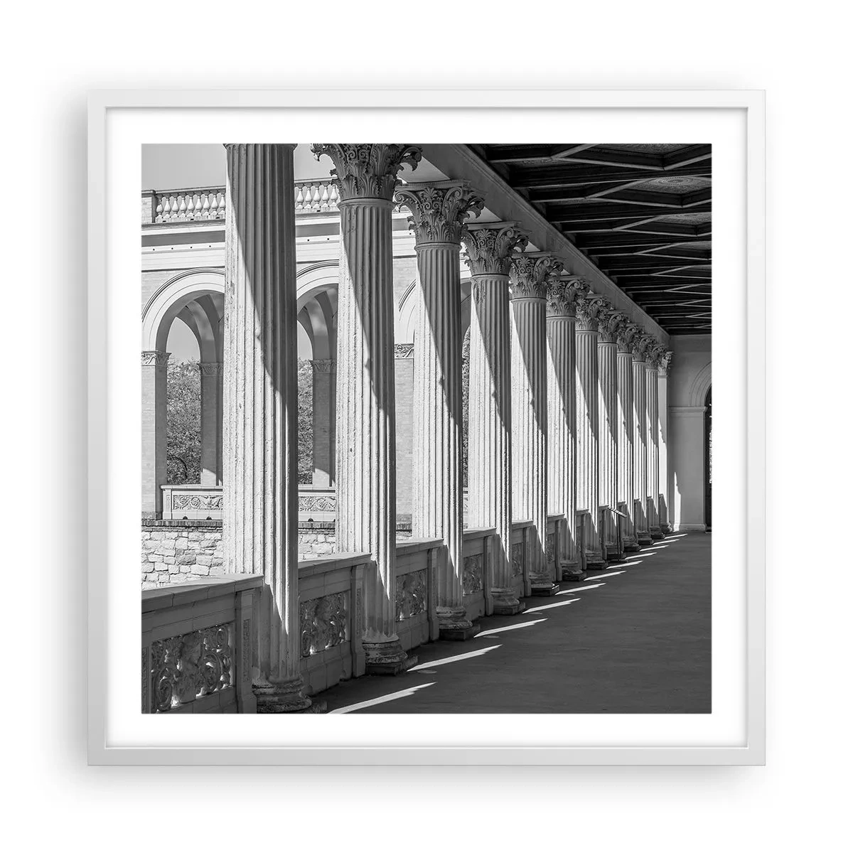 Poster in einem weißen Rahmen - Sonnige Arkade - 60x60 cm