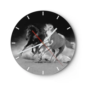 Wanduhr - Glasuhr - Galopp der Freiheit - 40x40 cm