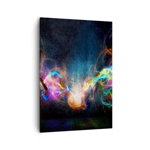 Bild auf Leinwand - Leinwandbild - Bunte Lichtblitze in einer abstrakten Komposition - 50x70cm - Freudig gegen die Dunkelheit - Moderne Wanddekoration für Wohnzimmer und Schlafzimmer ARTTOR