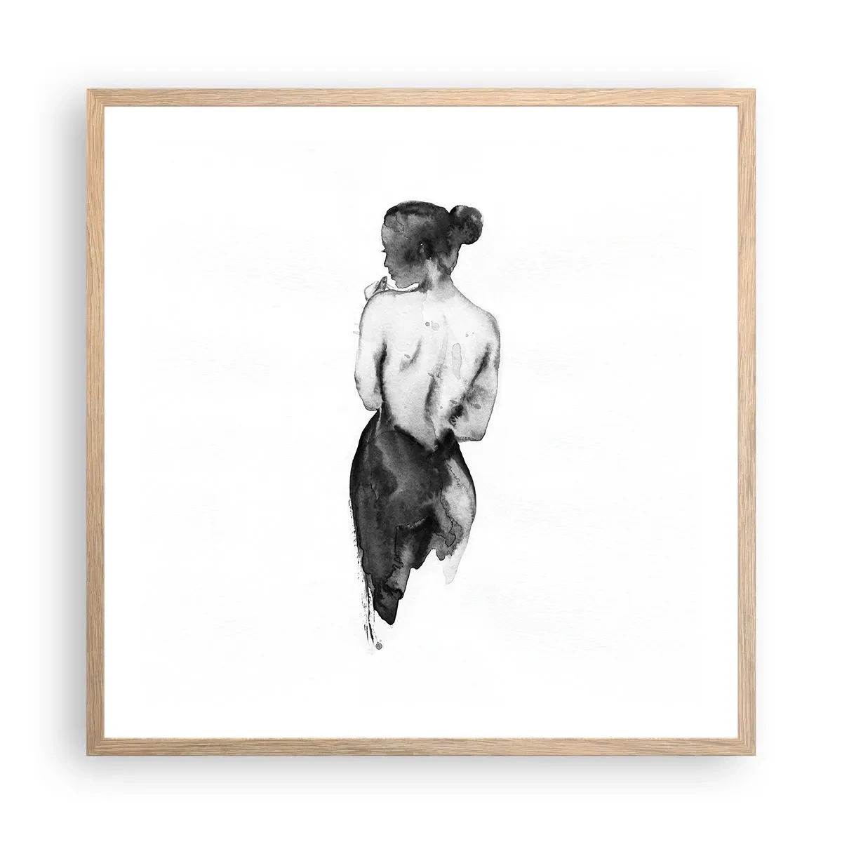 Poster in einem Rahmen aus heller Eiche - Bei ihr verschwindet die Welt - 60x60 cm