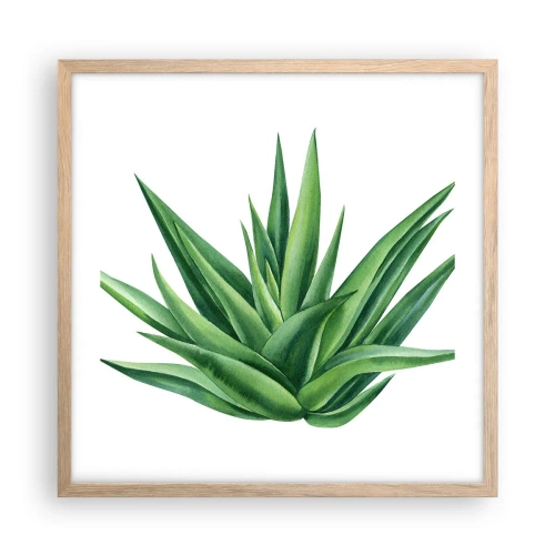 Poster in einem Rahmen aus heller Eiche - Grün – Kraft – Leben - 50x50 cm