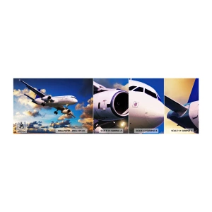 Fototapeten Muster Selbstklebend Deluxe Sticker - Eine Reise in Weiß und Blau - Flugzeug, Reise, Himmel mit Wolken - 100x30 cm