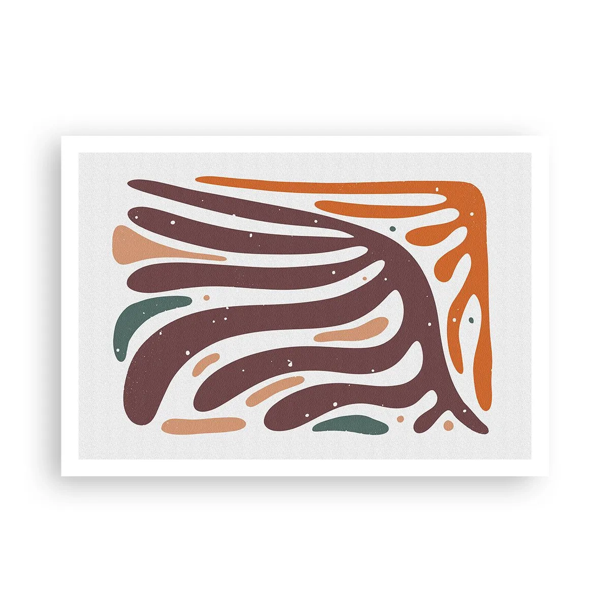 Poster - Organisches Muster mit strahlenden Linien in warmen Farbtönen - 100x70cm - Strahlende organische Komposition - Moderne Wanddekoration für Wohnzimmer und Schlafzimmer ARTTOR