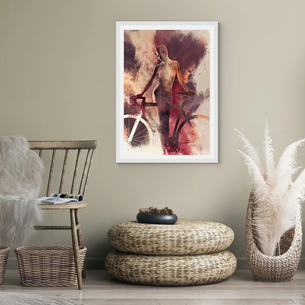 Poster in einem weißen Rahmen - Eine Fahrradseele in Marmorformen - 61x91 cm
