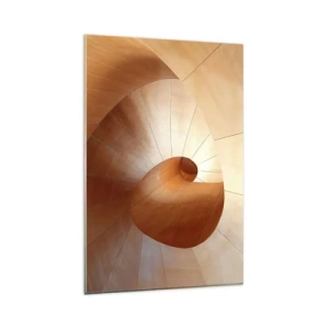 Glasbild - Bild auf glas - Abstrakte Spirale in Holz- und Hellbrauntönen - 80x120cm - Architektonische Serpentine - Moderne Wanddekoration für Wohnzimmer und Schlafzimmer ARTTOR