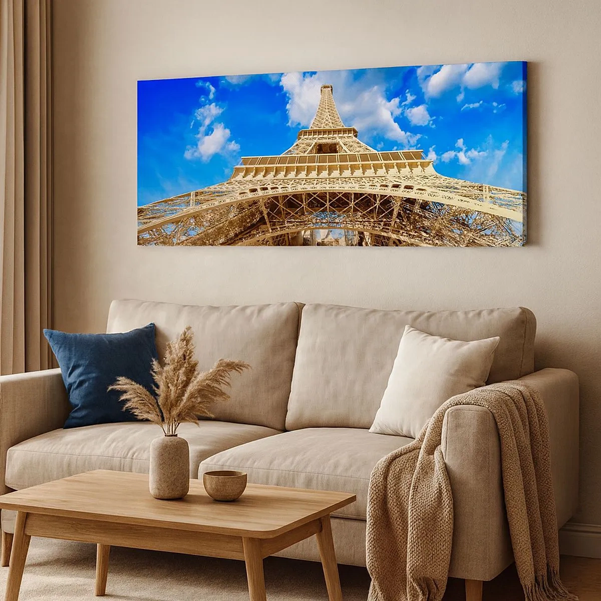 Bild auf Leinwand - Leinwandbild - In den Himmel und in die Wolken gehen - 100x40 cm