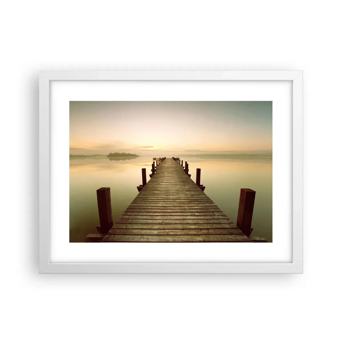 Poster in einem weißen Rahmen - Tagesanbruch, Morgendämmerung, Licht - 40x30 cm