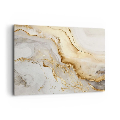 Bild auf Leinwand - Leinwandbild - Abstrakte Muster aus Gold und Marmor auf hellem Hintergrund - 120x80cm - Abstraktion: Schönheit und Güte - Moderne Wanddekoration für Wohnzimmer und Schlafzimmer ARTTOR