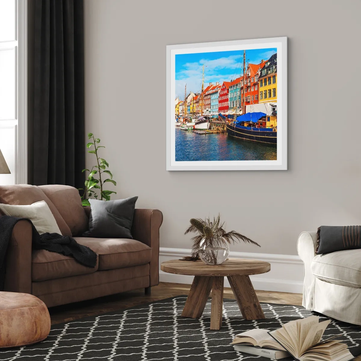Poster in einem weißen Rahmen - Fröhlicher Kai - 60x60 cm