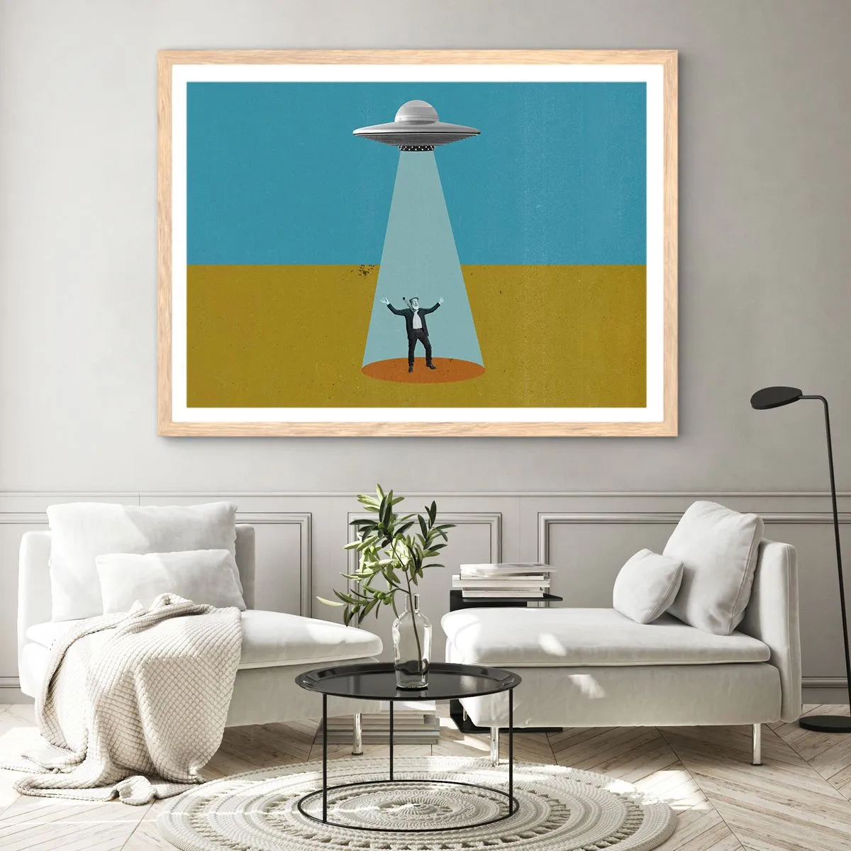 Poster in einem Rahmen aus heller Eiche - Nahe Begegnung - 70x50 cm