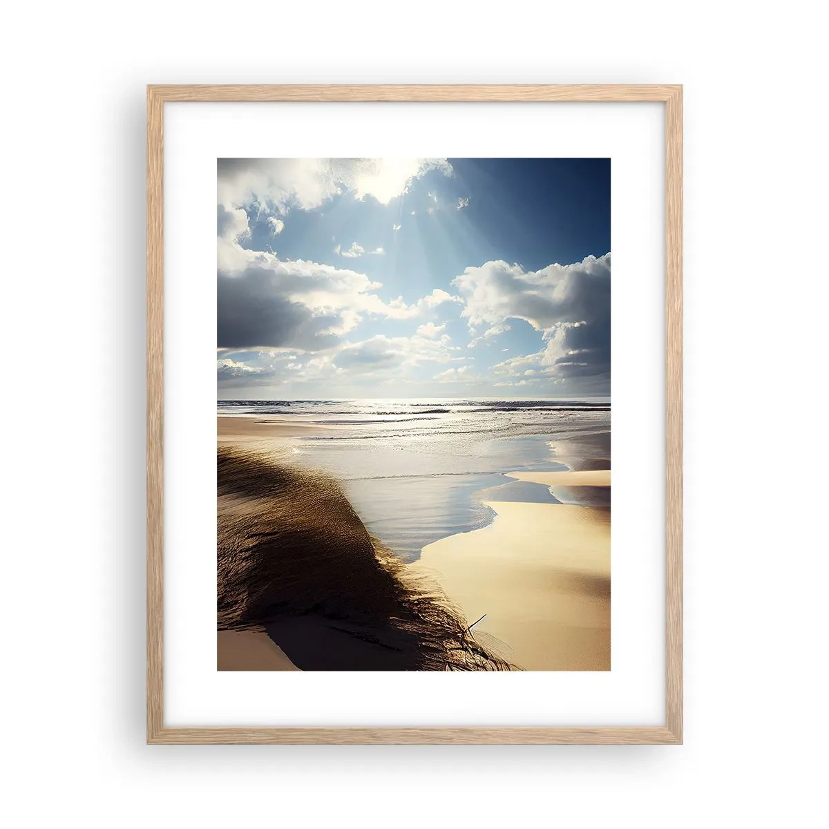 Poster in einem Rahmen aus heller Eiche - Strand, wilder Strand - 40x50 cm