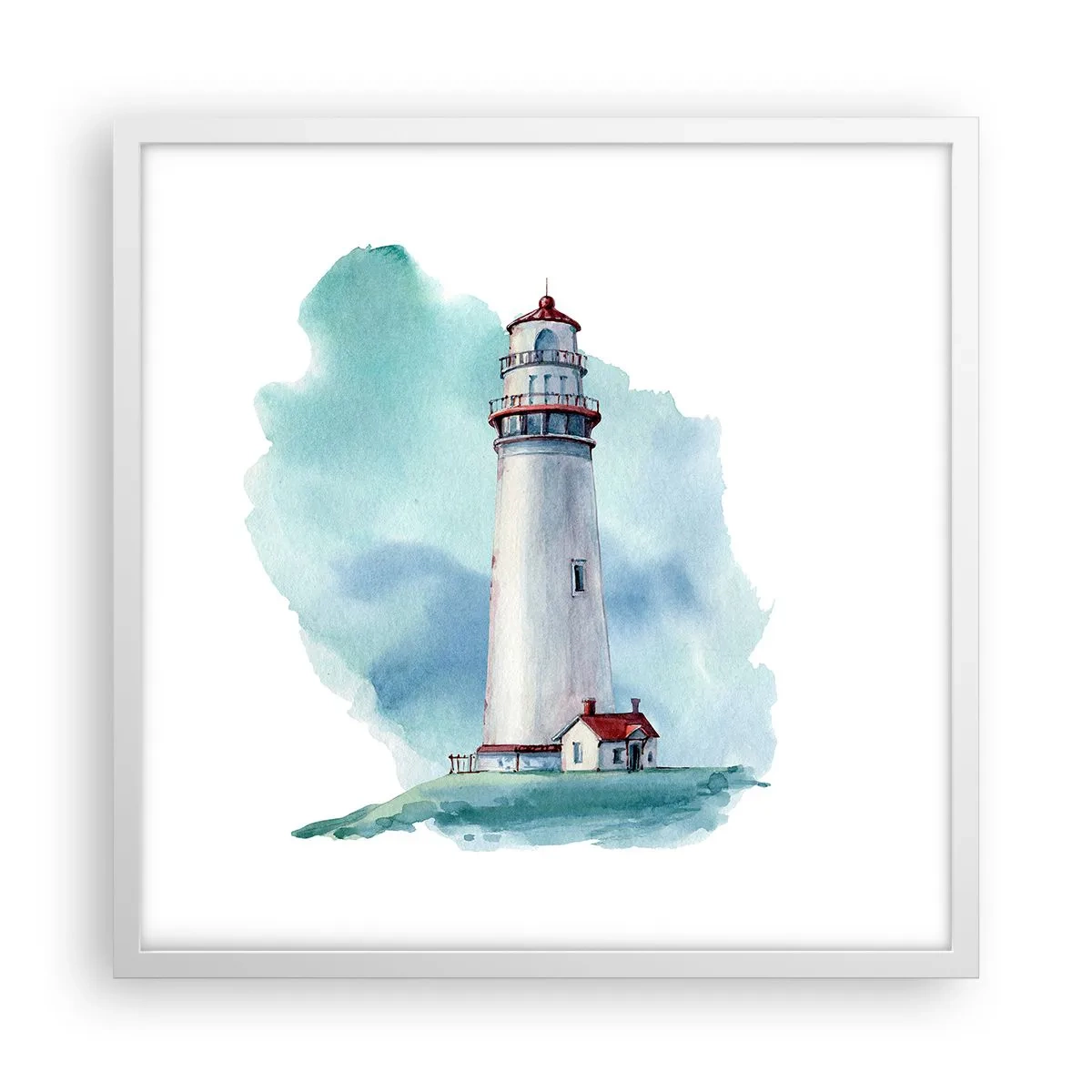 Poster in einem weißen Rahmen - Sanfte Schwester vom Blau - 50x50 cm