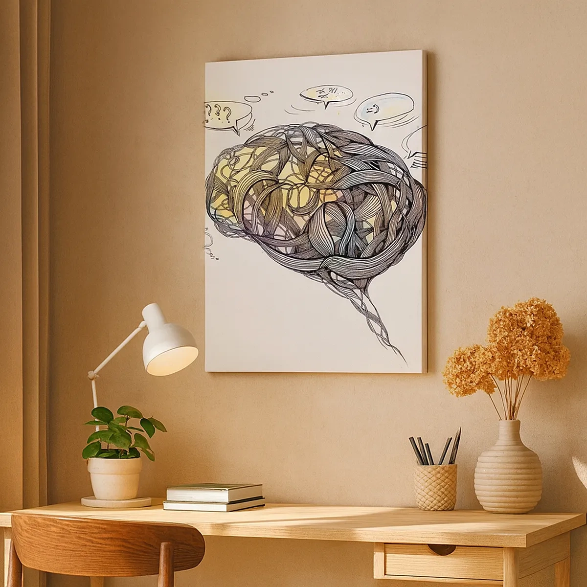 Bild auf Leinwand - Leinwandbild - Eine künstlerische Vision des Gehirns mit bunten Elementen - 50x70cm - Mann - ein großes Geheimnis - Moderne Wanddekoration für Wohnzimmer und Schlafzimmer ARTTOR