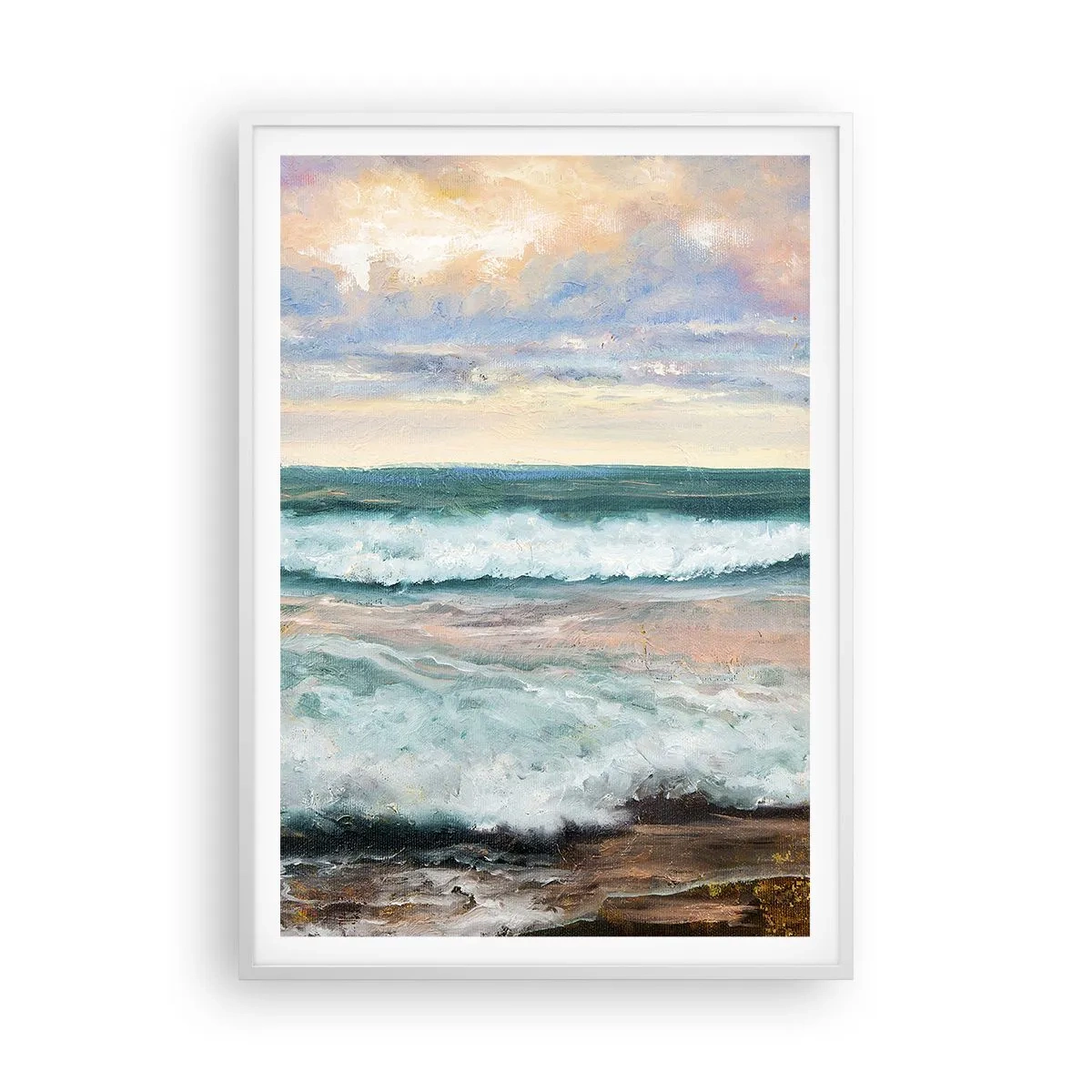 Poster in einem weißen Rahmen - Hier werden Sie Ihre Seele baumeln lassen - 70x100 cm