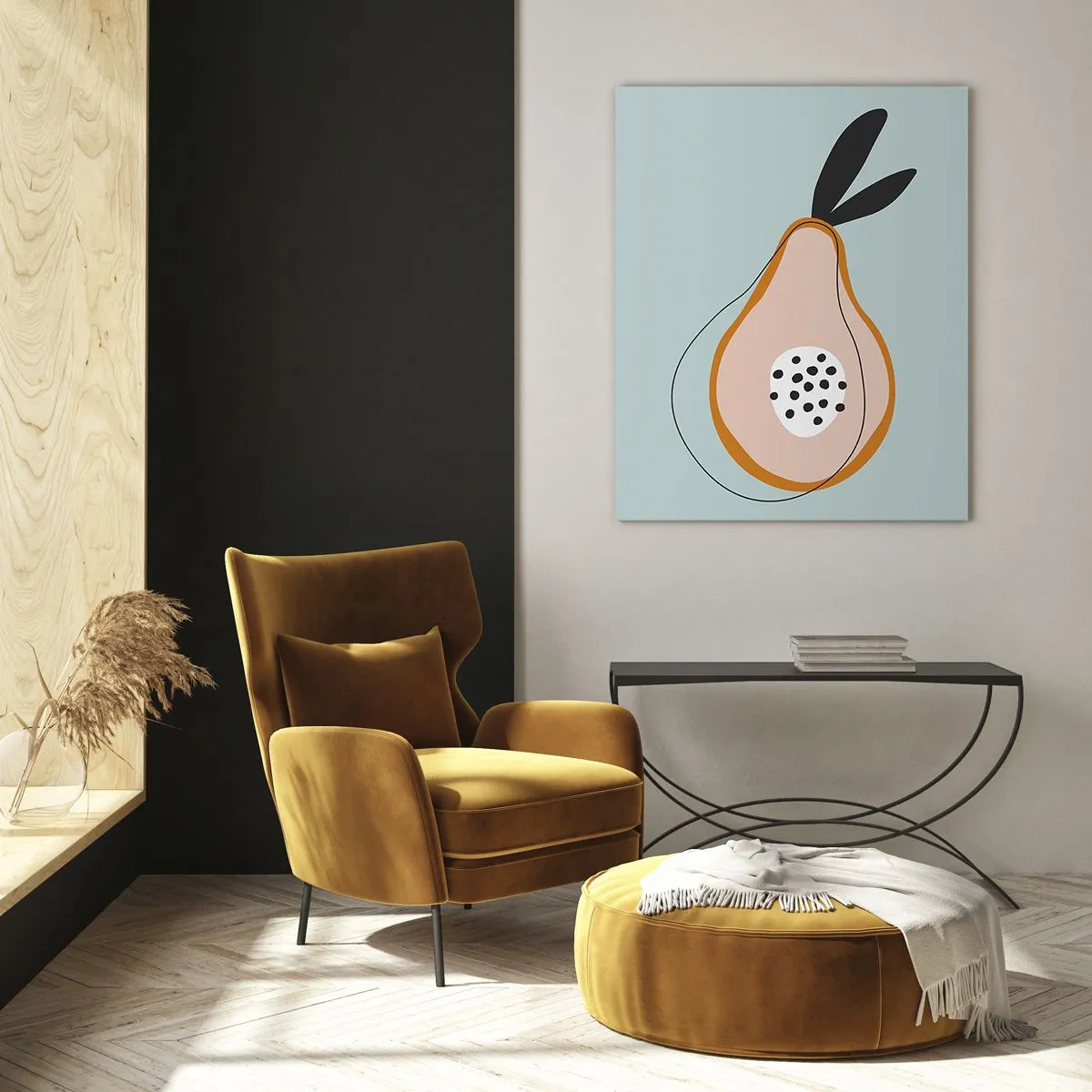 Glasbild - Bild auf glas - Abstrakte Darstellung einer Birne im minimalistischen Stil - 50x70cm - Durchdringe die Natur der Dinge - Moderne Wanddekoration für Wohnzimmer und Schlafzimmer ARTTOR