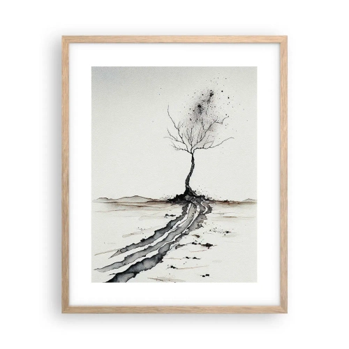 Poster in einem Rahmen aus heller Eiche - Wintermelancholie - 40x50 cm