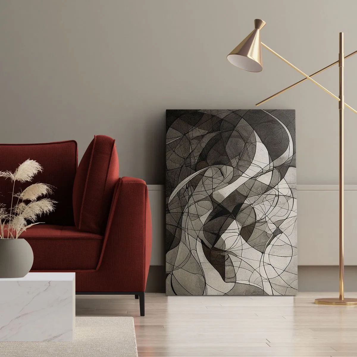 Bild auf Leinwand - Leinwandbild - Abstraktes Muster in Braun- und Erdtönen - 80x120cm - Zirkulation von Erdfarben - Moderne Wanddekoration für Wohnzimmer und Schlafzimmer ARTTOR