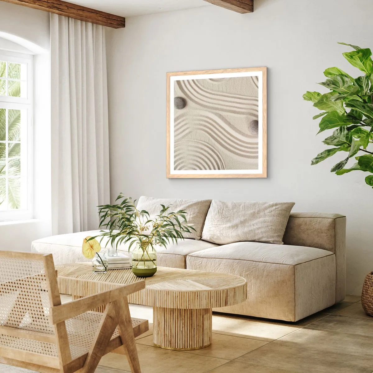 Poster in einem Rahmen aus heller Eiche - Ein Hauch von Wärme - 50x50 cm