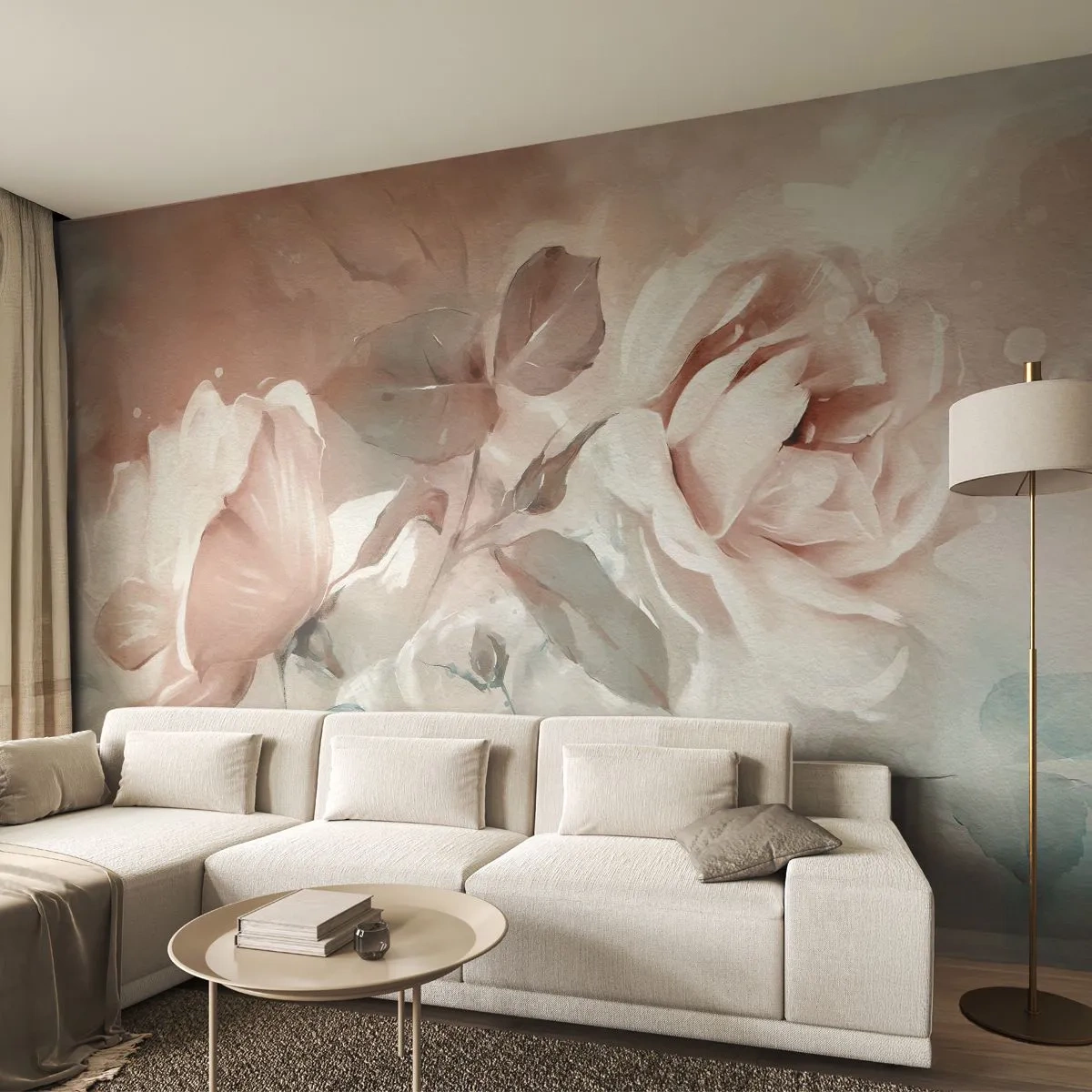 Fototapete Premium Canvas - Geist der Romantik - Blumen, Romantisch, Rosen - 300x210 cm