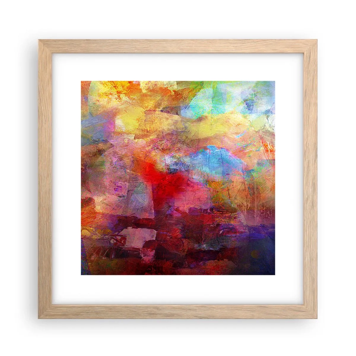 Poster in einem Rahmen aus heller Eiche - Schau in den Regenbogen - 30x30 cm