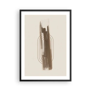 Poster in einem schwarzem Rahmen - Geometrische Form in Braun- und Beigetönen - 50x70cm - Ein Hauch von Grau - Moderne Wanddekoration für Wohnzimmer und Schlafzimmer ARTTOR