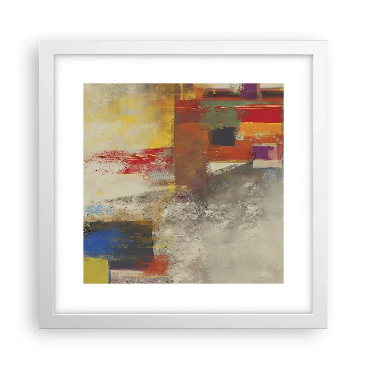 Poster in einem weißen Rahmen - Geometrie der Farben - 30x30 cm