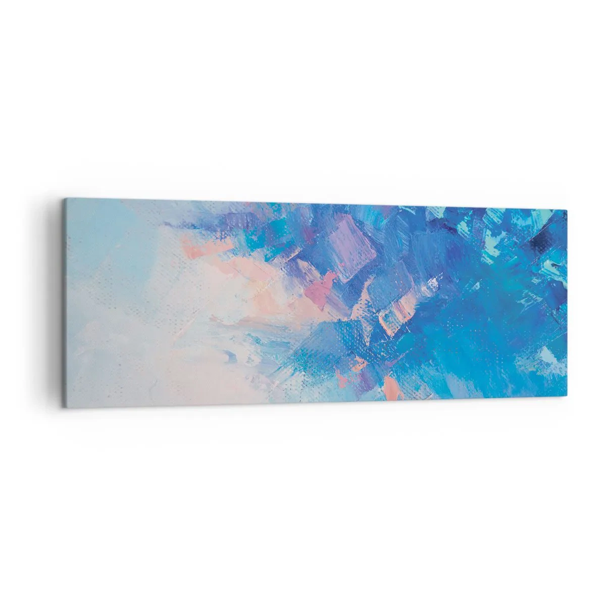 Bild auf Leinwand - Leinwandbild - Abstrakte Komposition in Blau- und Rosatönen - 140x50cm - Winter-Abstraktion - Moderne Wanddekoration für Wohnzimmer und Schlafzimmer ARTTOR