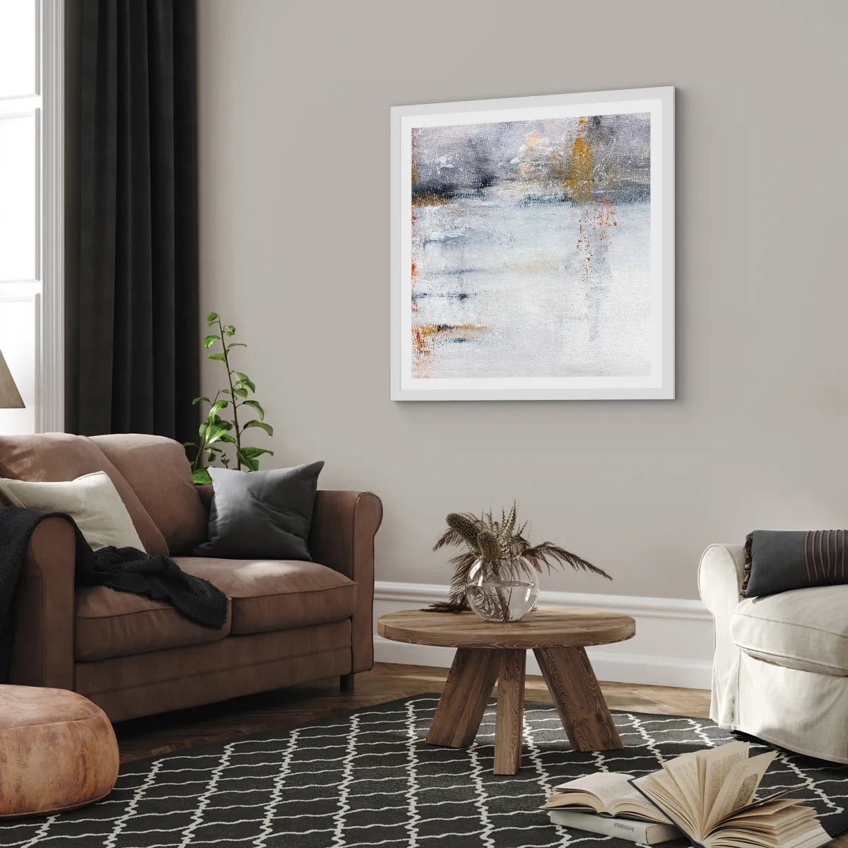 Poster in einem weißen Rahmen - Hinter dem Luftvorhang - 50x50 cm