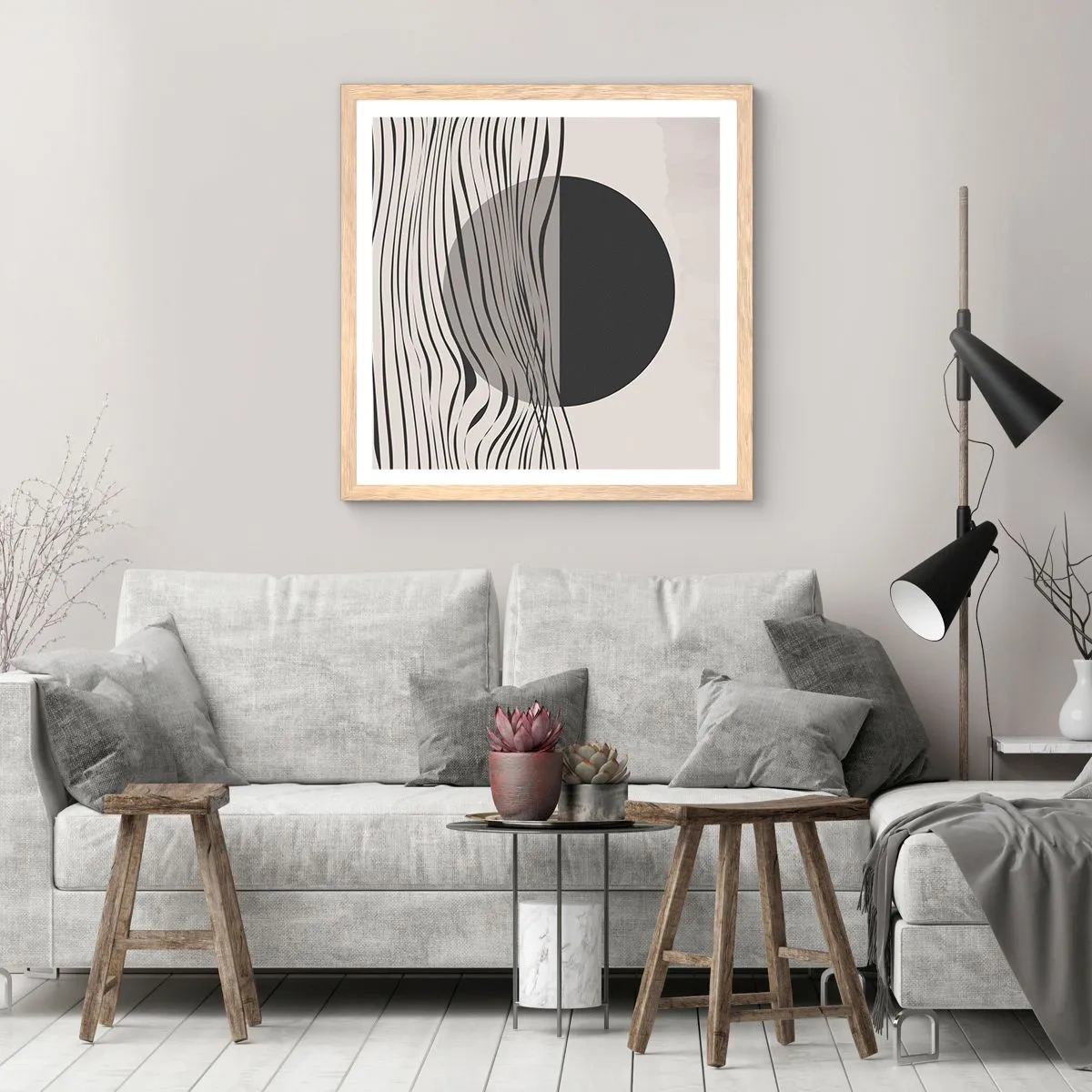 Poster in einem Rahmen aus heller Eiche - Halbe Komposition - 50x50 cm