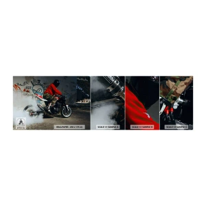 Fototapeten Muster Selbstklebend Deluxe Sticker - Verfolge mich! - Automobil, Motorrad, Graffiti - 100x30 cm