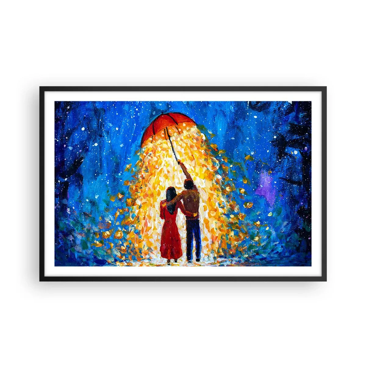 Poster in einem schwarzem Rahmen - Zauber eines Regenabends? - 91x61 cm