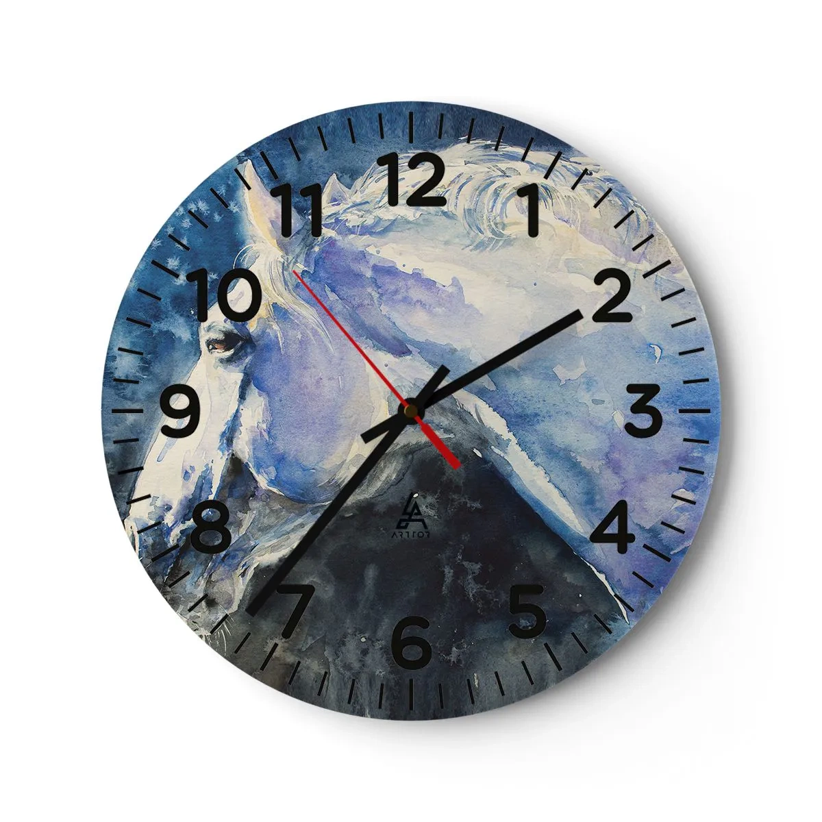 Wanduhr - Glasuhr - Porträt in blauem Glanz - 40x40 cm