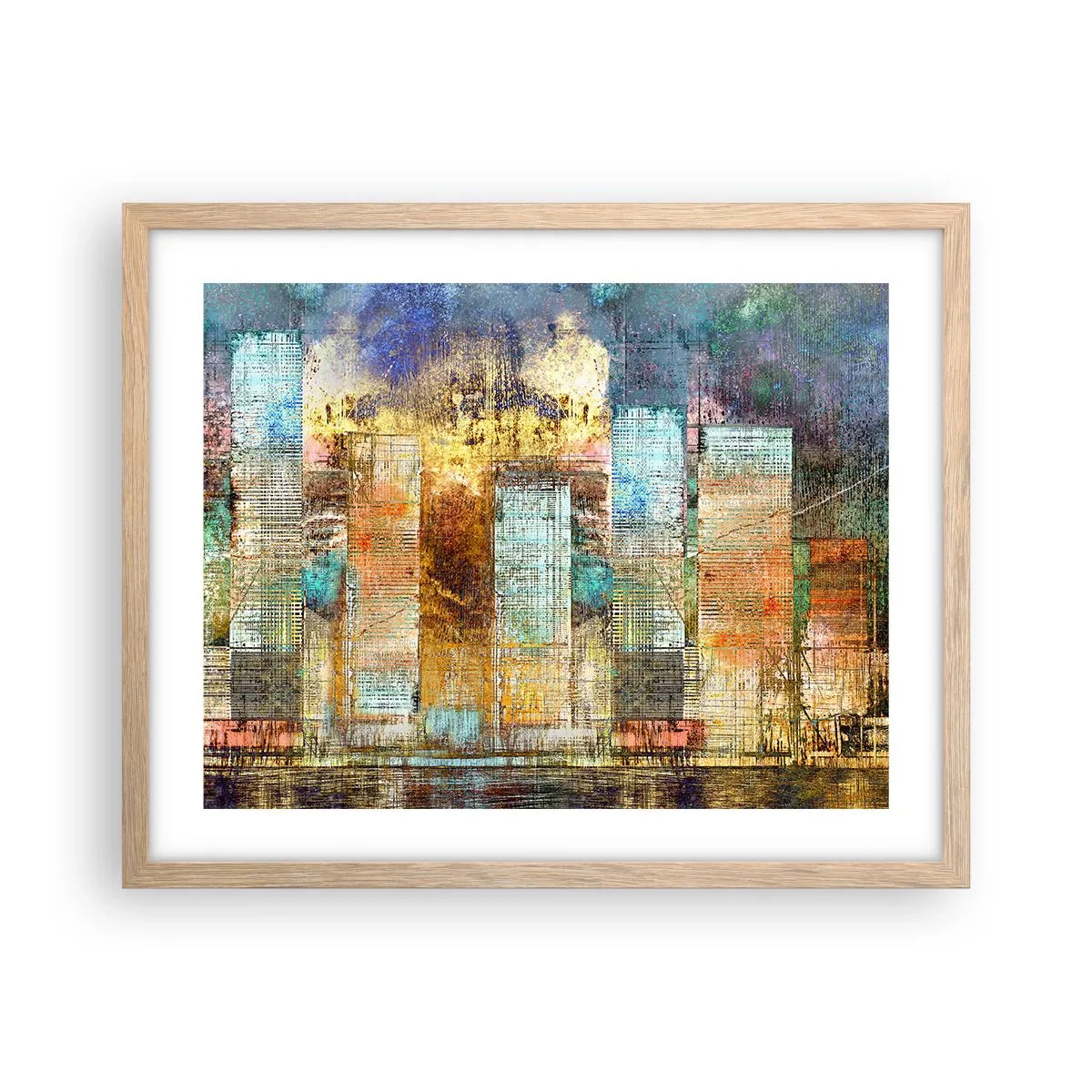 Poster in einem Rahmen aus heller Eiche - Sonnige Metropole - 50x40 cm