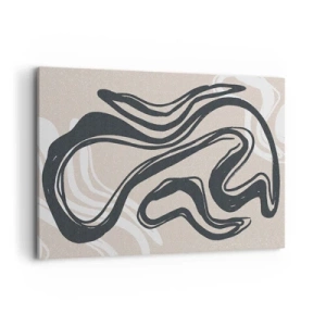Bild auf Leinwand - Leinwandbild - Abstrakte Linien in dunklen Farbtönen auf beigem Hintergrund - 100x70cm - Vervielfachter Ausdruck - Moderne Wanddekoration für Wohnzimmer und Schlafzimmer ARTTOR