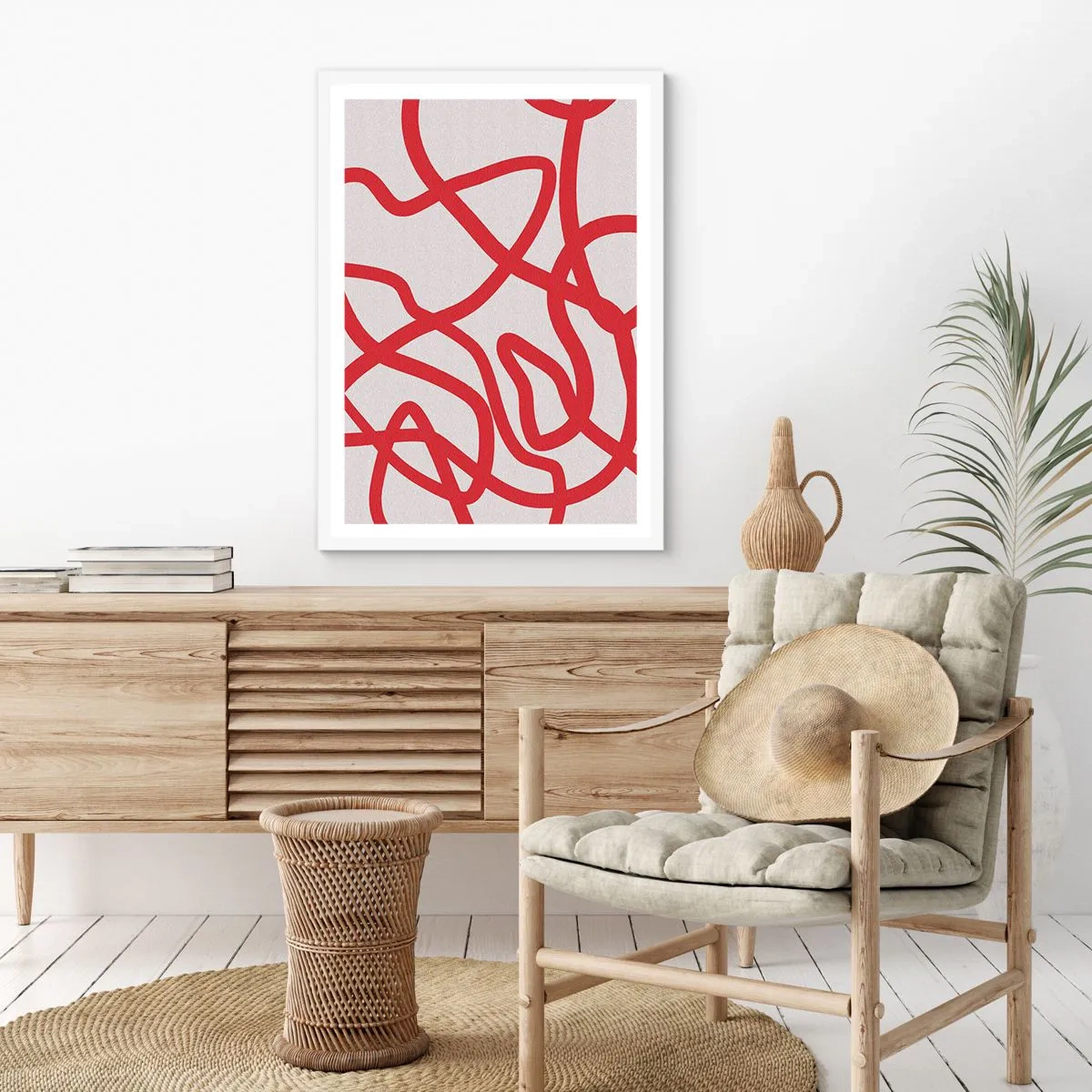 Poster in einem weißen Rahmen - Rot auf Weiß - 50x70 cm